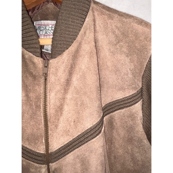 Westchester Classics Suede Knit Jacket Women's Large Brown Bomber - Picture 9 of 9